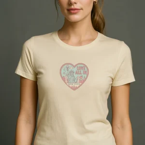 Love All In™ New York, Heart, Luxury Women’s Graphic Tee T-Shirt, Boyfriend, Design 3