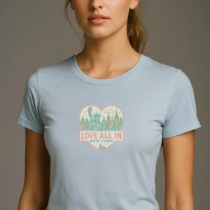 Love All In™ New York, Heart, Luxury Women’s Graphic Tee T-Shirt, Boyfriend, Design 4
