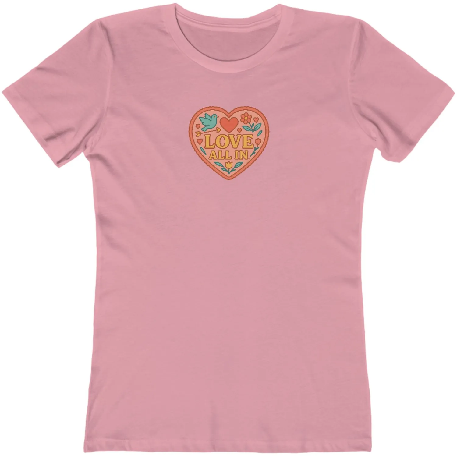 Love All In™, Heart, Women’s Graphic Tee T-Shirt, Boyfriend, Design 4 - Image 9
