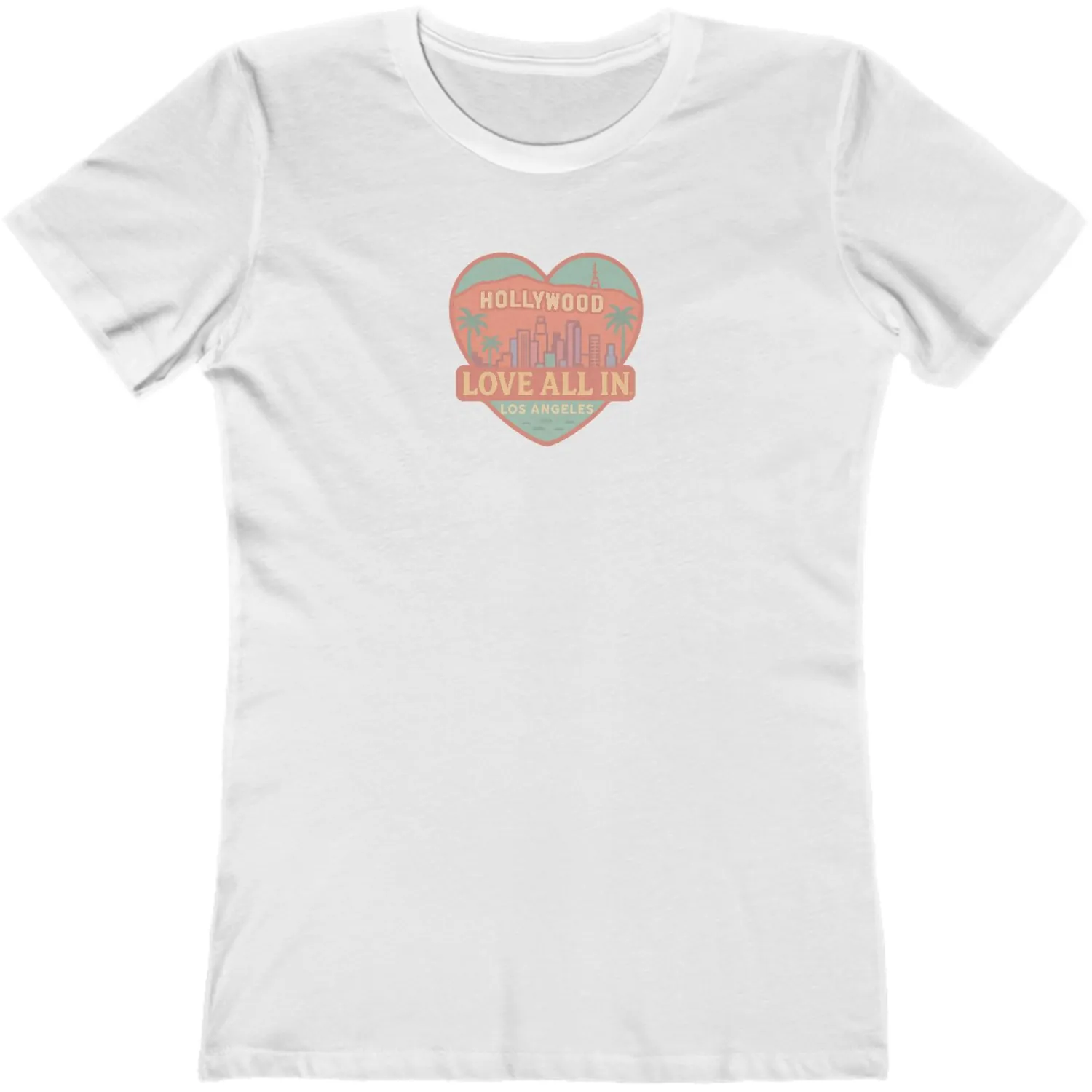 Love All In™ Los Angeles, Heart, Women’s Graphic Tee T-Shirt, Boyfriend, Design 1 - Image 4