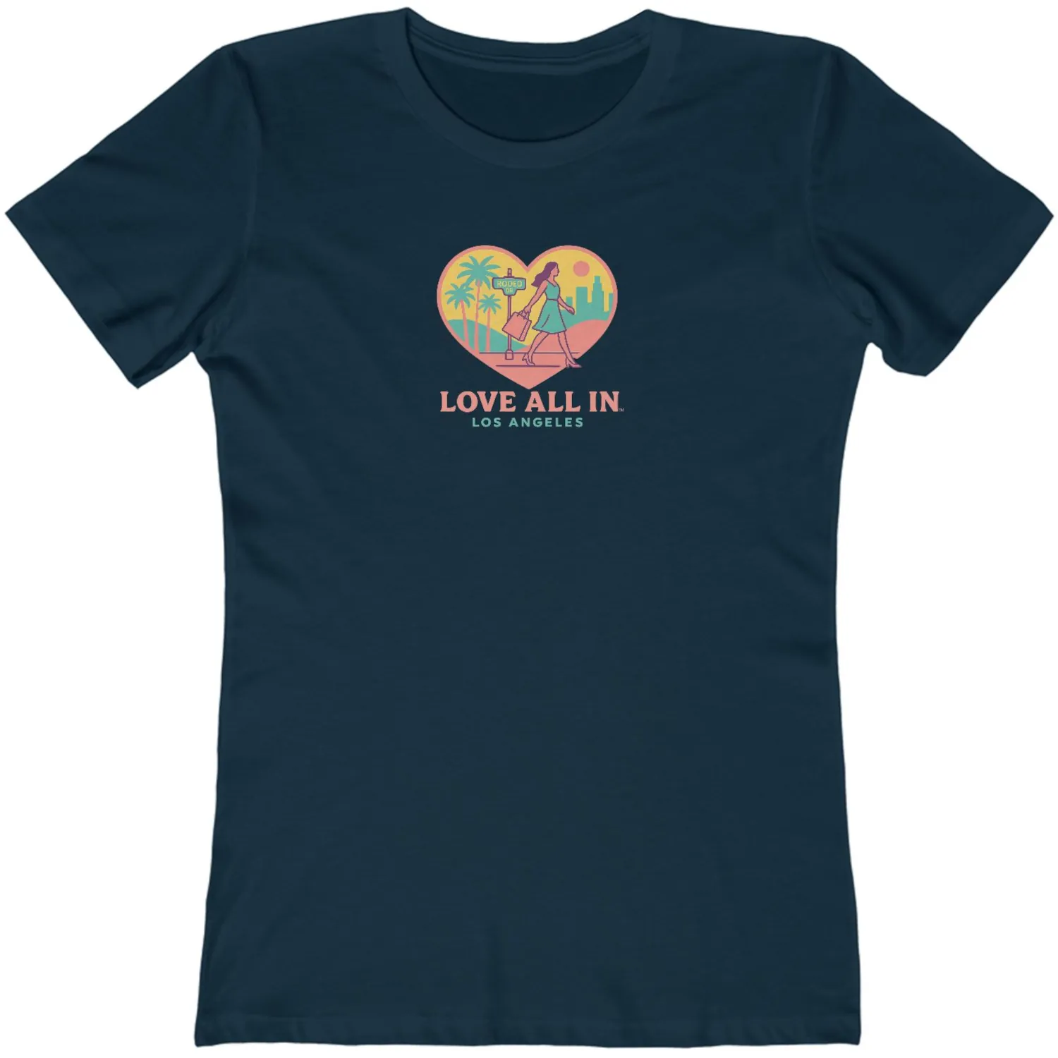 Love All In™ Los Angeles, Heart, Women’s Graphic Tee T-Shirt, Boyfriend, Design 3 - Image 6