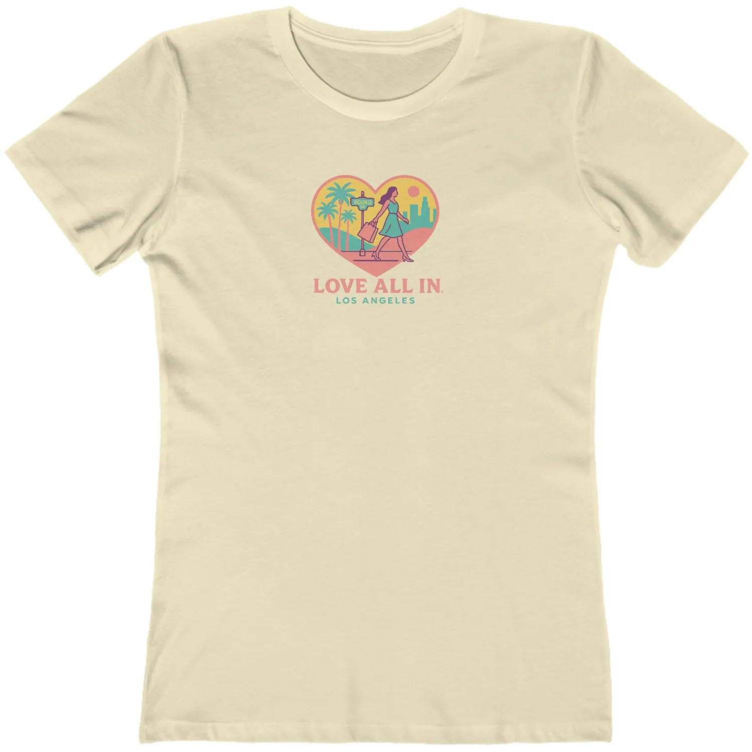 Love All In™ Los Angeles, Heart, Women’s Graphic Tee T-Shirt, Boyfriend, Design 3 - Image 4