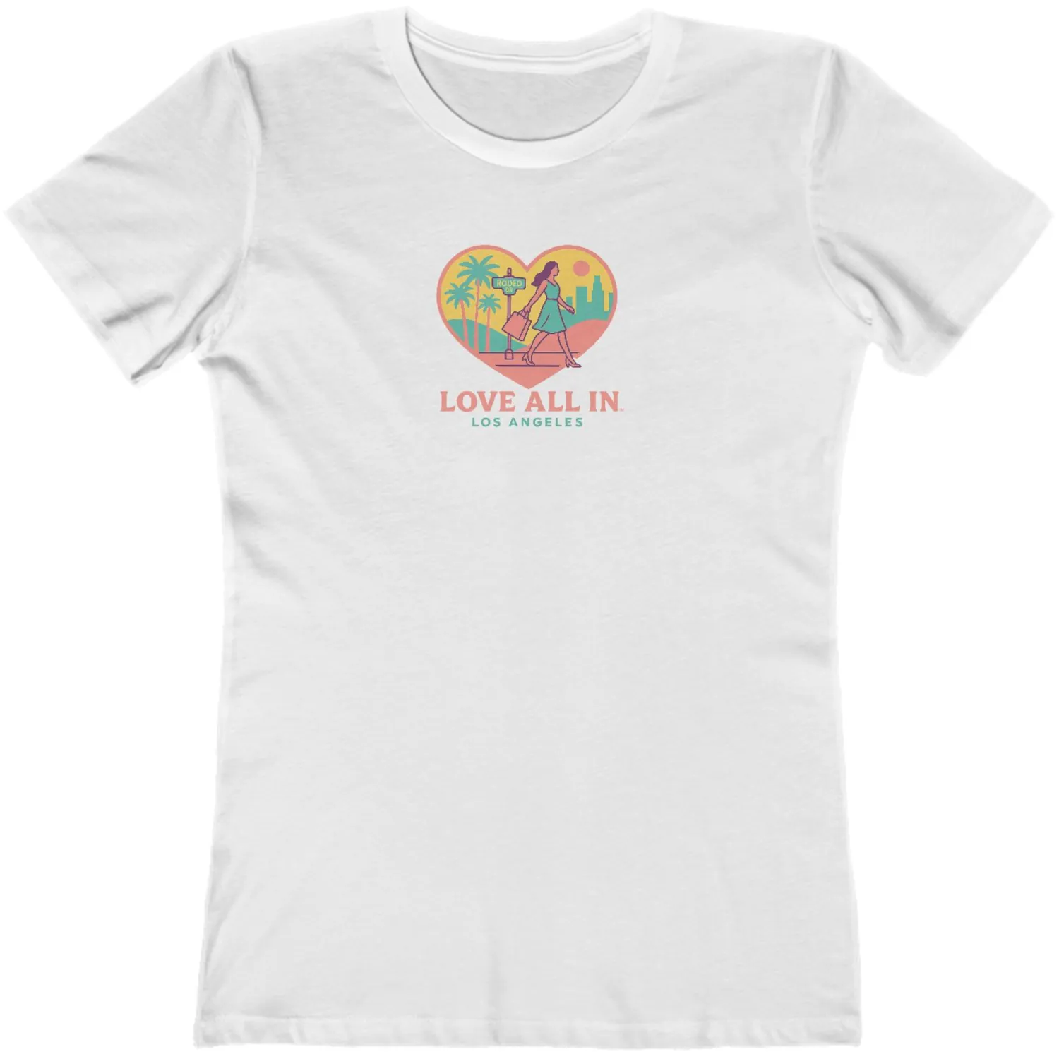 Love All In™ Los Angeles, Heart, Women’s Graphic Tee T-Shirt, Boyfriend, Design 3 - Image 7
