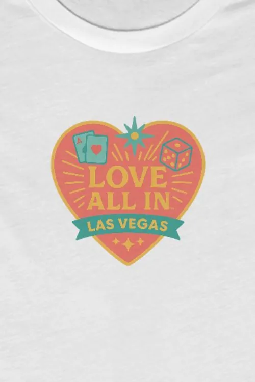 Love All In™ Las Vegas, Heart, Women's Graphic Tee T-Shirt, Boyfriend, Poker Cards, Dice, Design 1 - Image 4