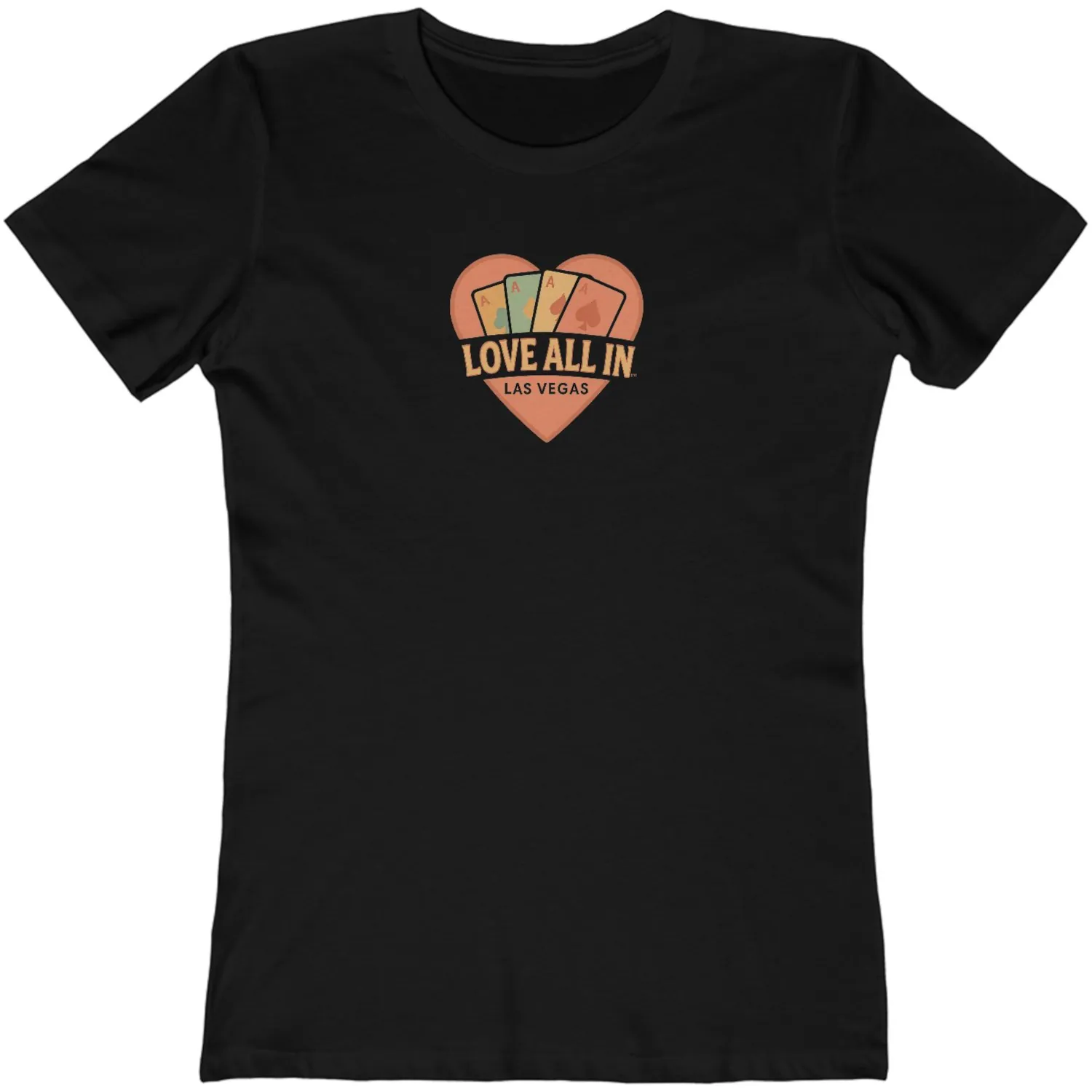 Love All In™ Las Vegas, Heart, Women's Graphic Tee T-Shirt, Boyfriend, Poker Cards, Aces, Design 2 - Image 3