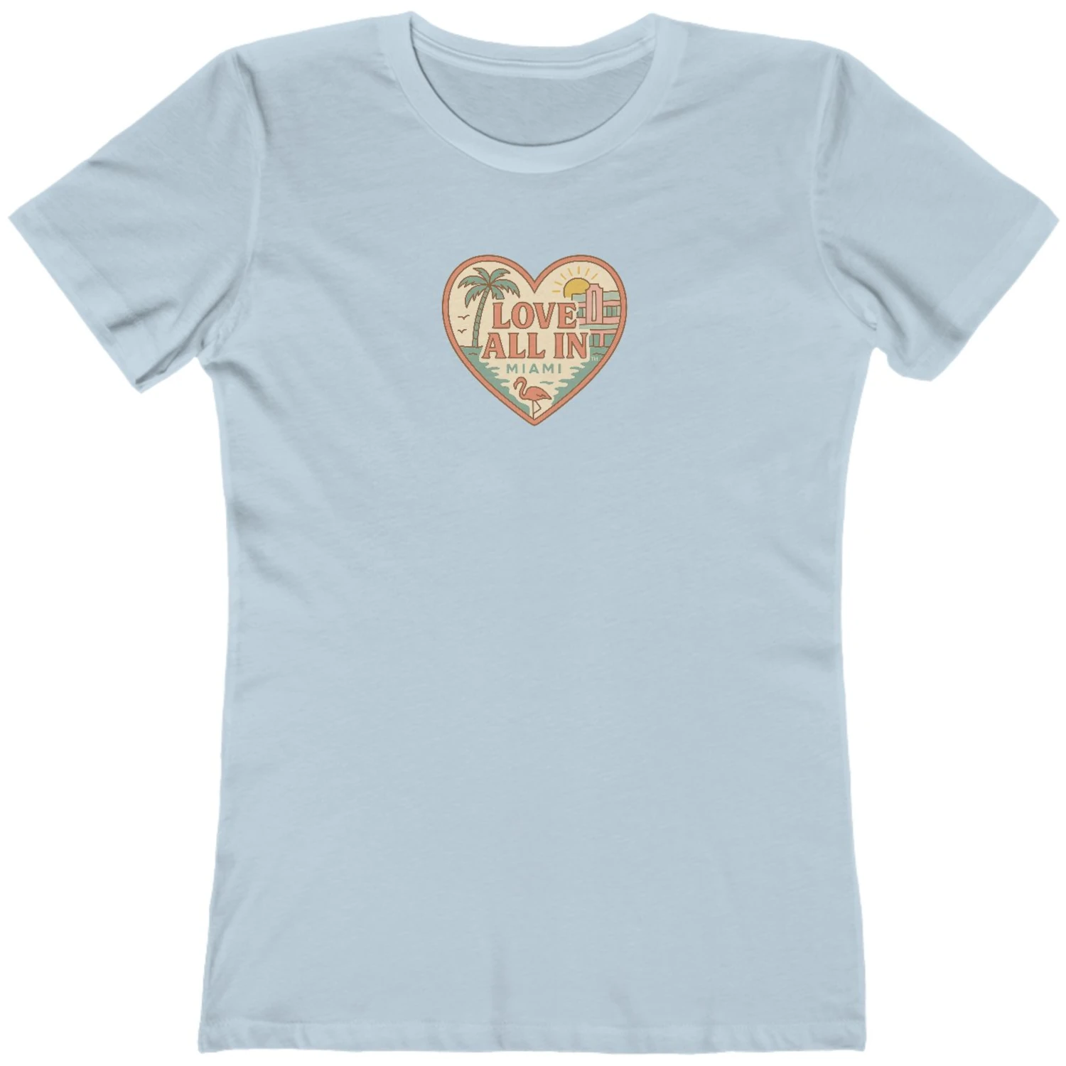 Love All In™ Miami, Heart, Women’s Graphic Tee T-Shirt, Boyfriend, Design 1 - Image 17