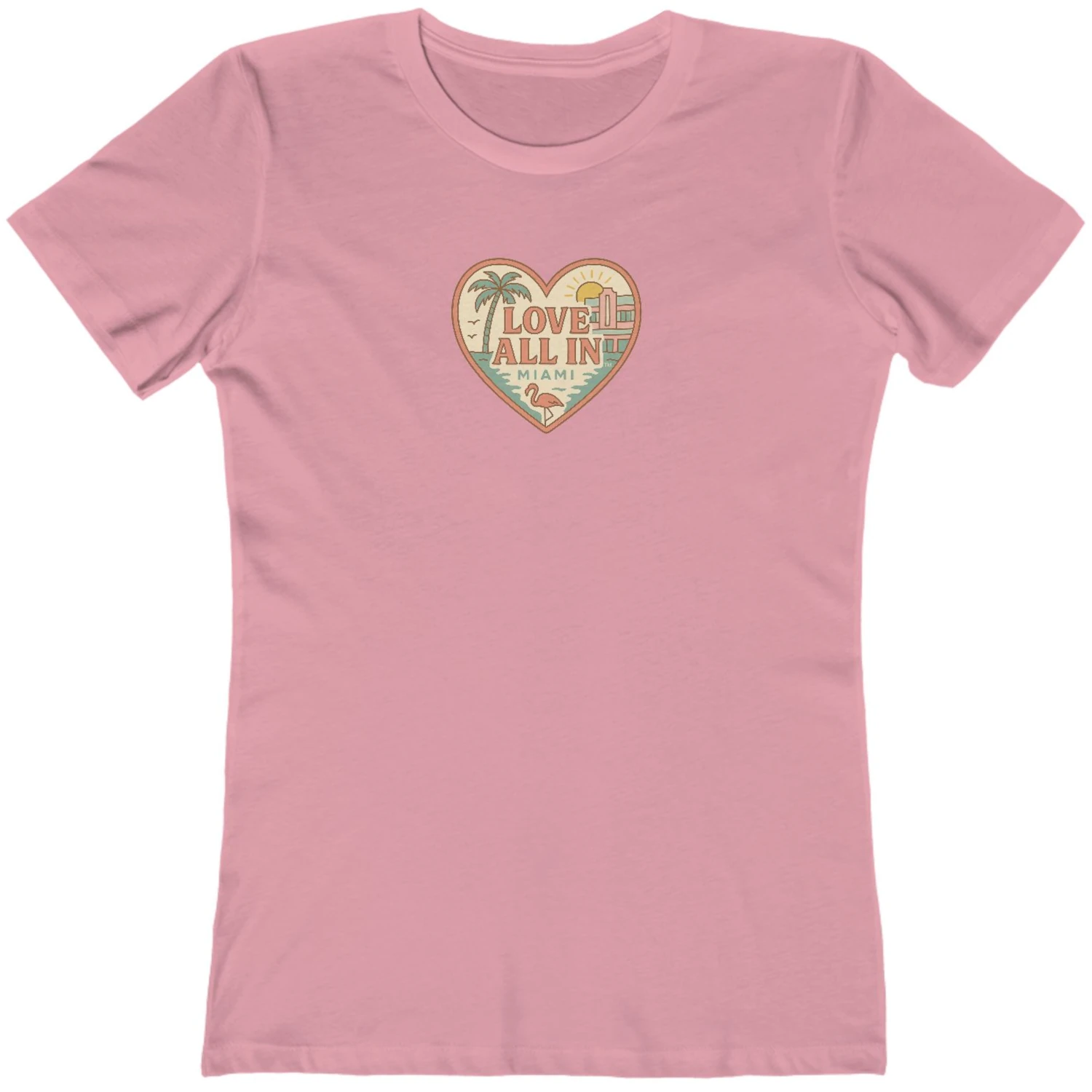 Love All In™ Miami, Heart, Women’s Graphic Tee T-Shirt, Boyfriend, Design 1 - Image 18
