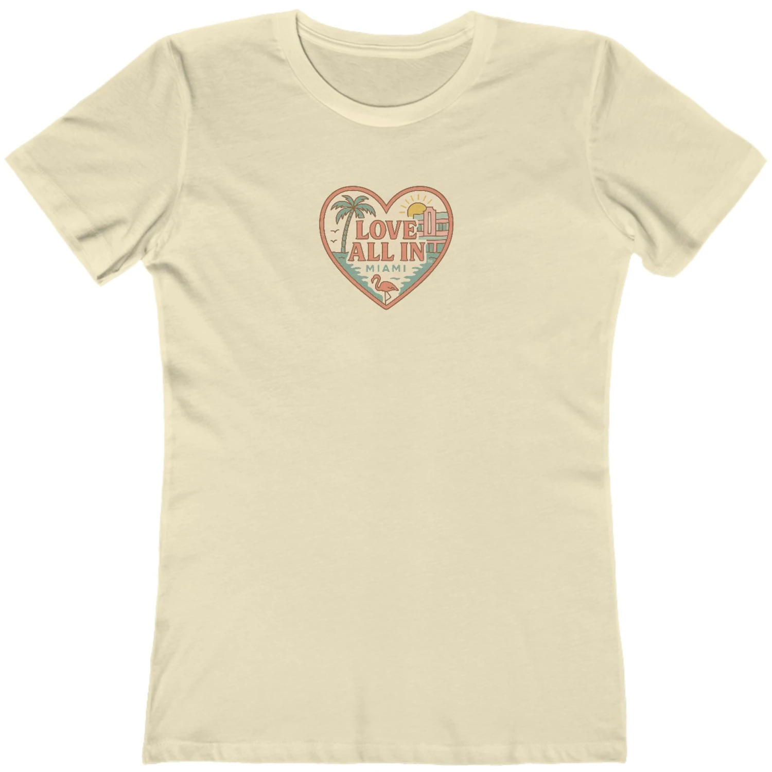 Love All In™ Miami, Heart, Women’s Graphic Tee T-Shirt, Boyfriend, Design 1 - Image 12