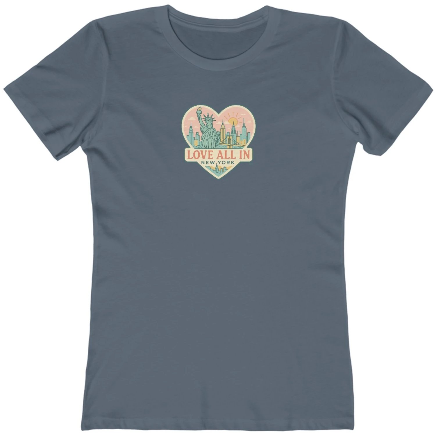 Love All In™ New York, Women's Graphic Tee T-Shirt, Boyfriend, Design 1 - Image 10