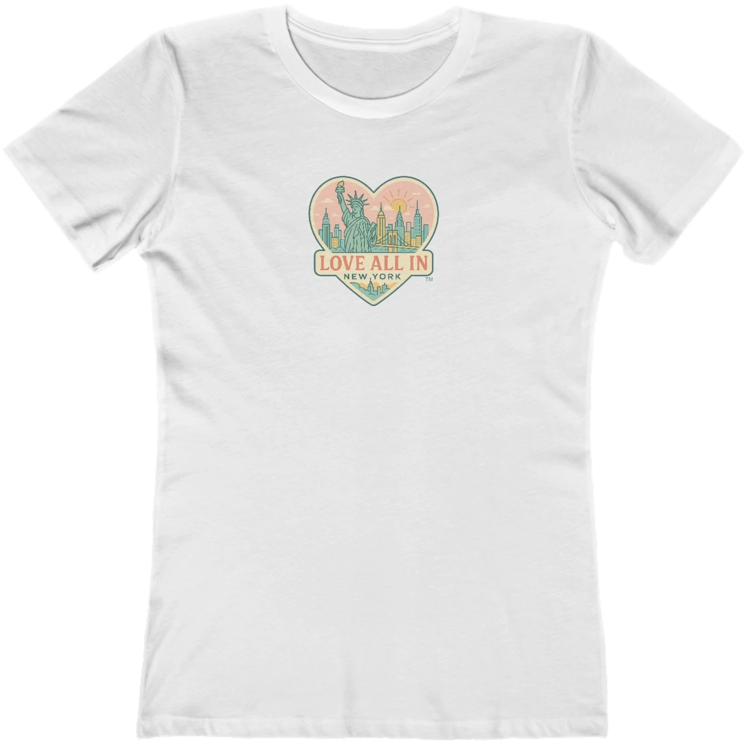 Love All In™ New York, Women's Graphic Tee T-Shirt, Boyfriend, Design 1 - Image 7