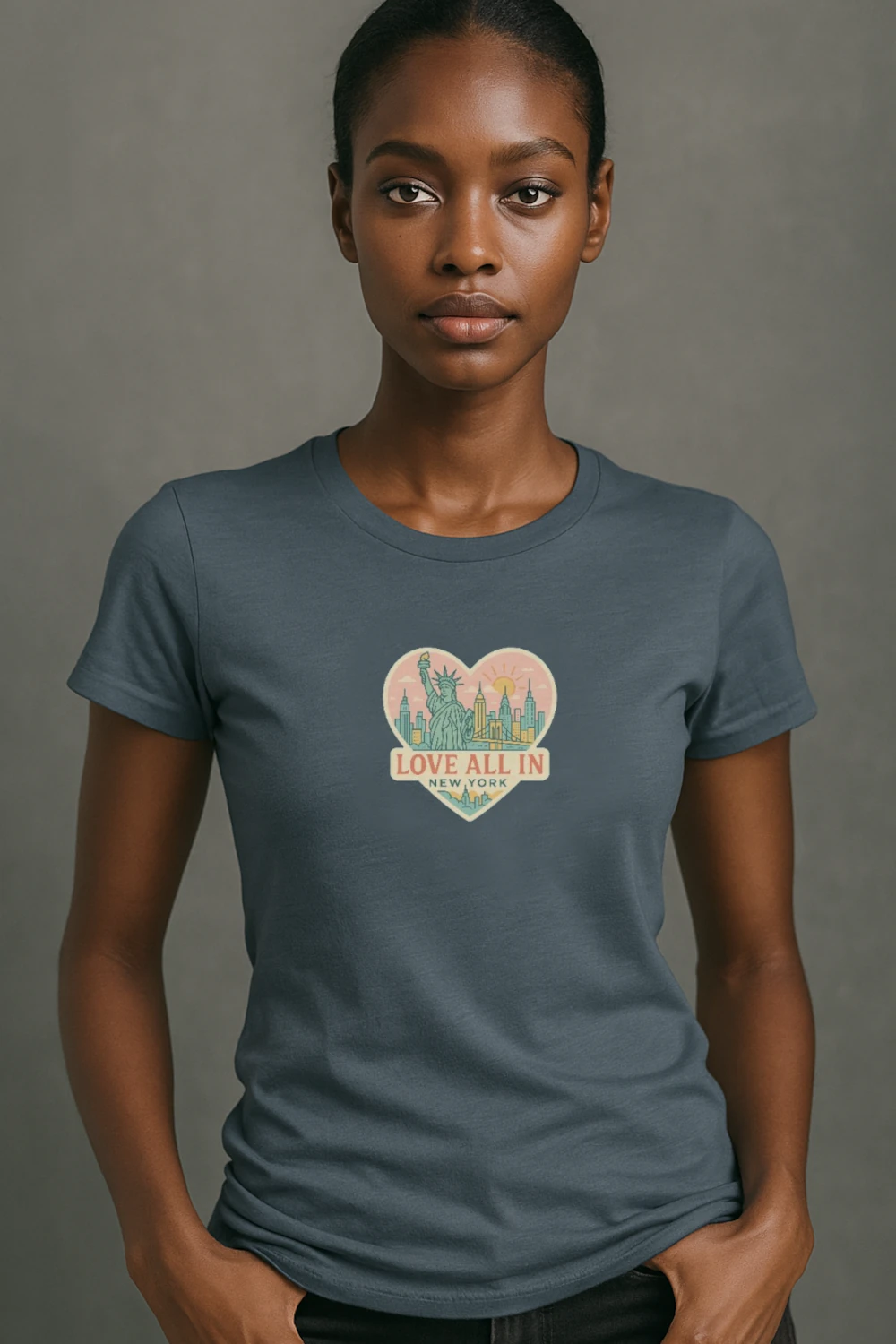 Love All In™ New York, Women's Graphic Tee T-Shirt, Boyfriend, Design 1 - Image 4