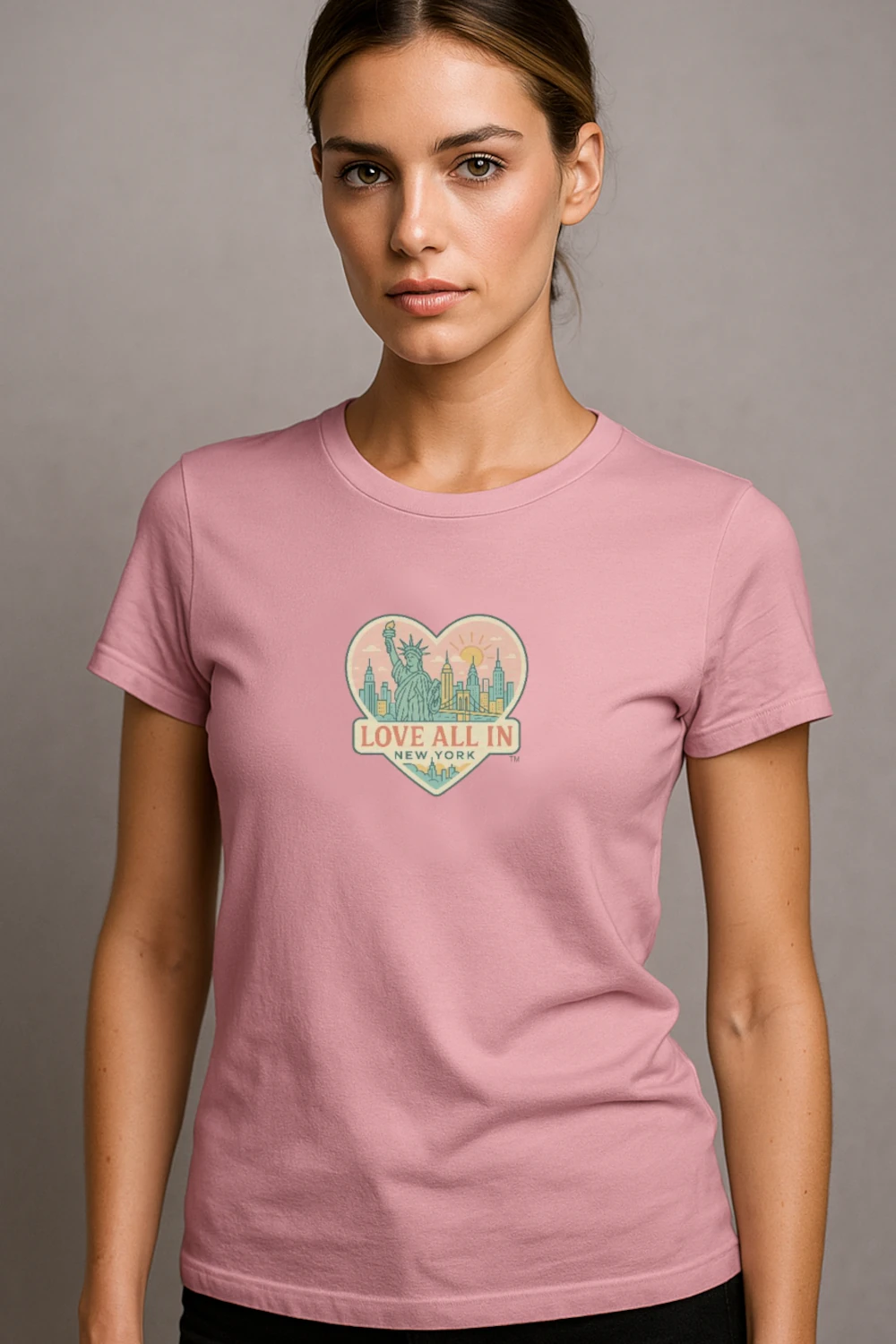 Love All In™ New York, Women's Graphic Tee T-Shirt, Boyfriend, Design 1 - Image 5
