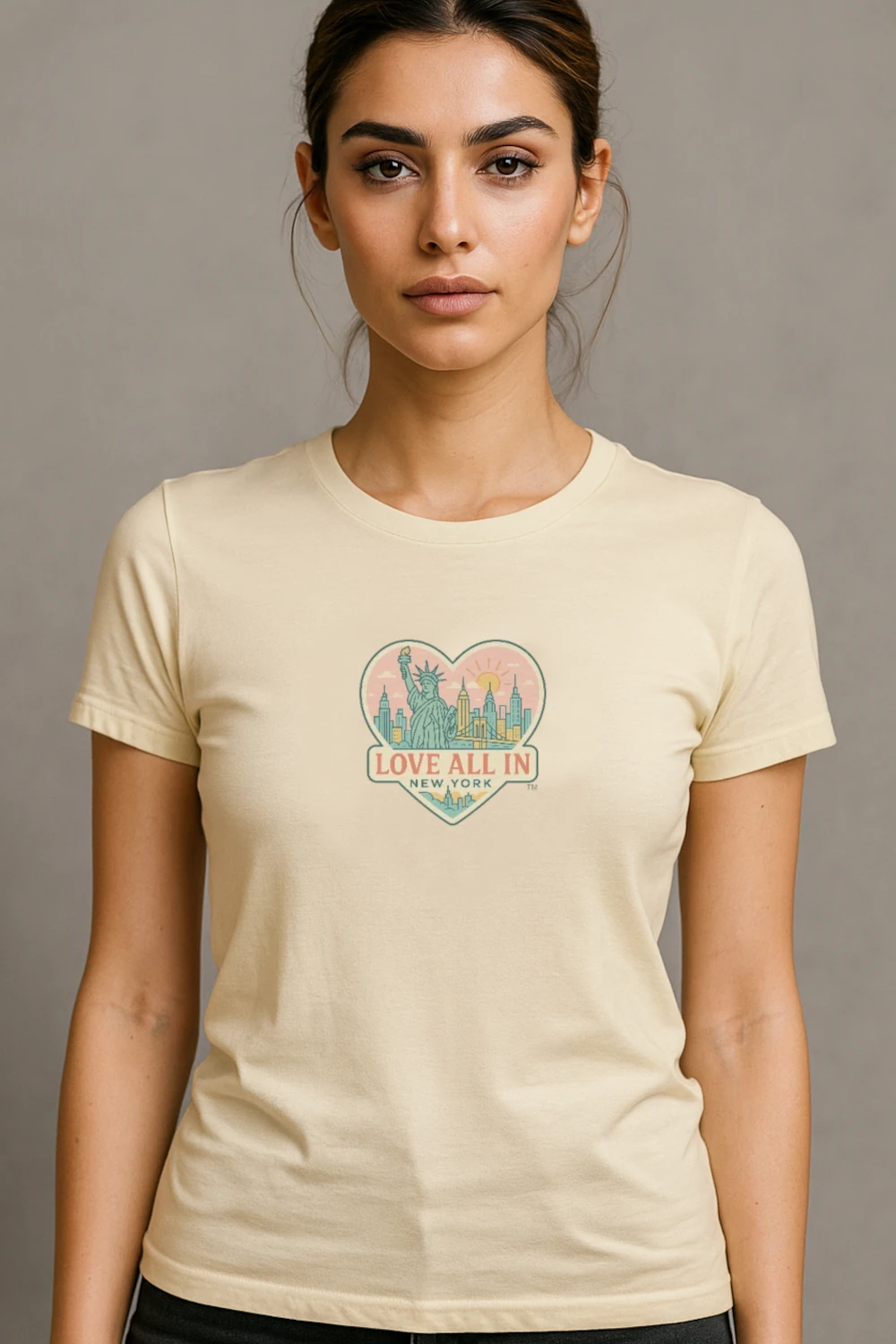 Love All In™ New York, Women's Graphic Tee T-Shirt, Boyfriend, Design 1