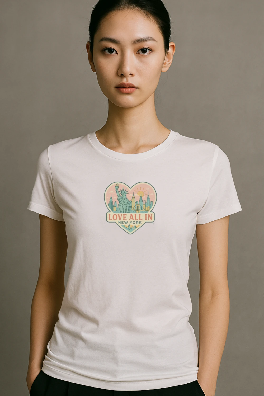 Love All In™ New York, Women's Graphic Tee T-Shirt, Boyfriend, Design 1 - Image 2