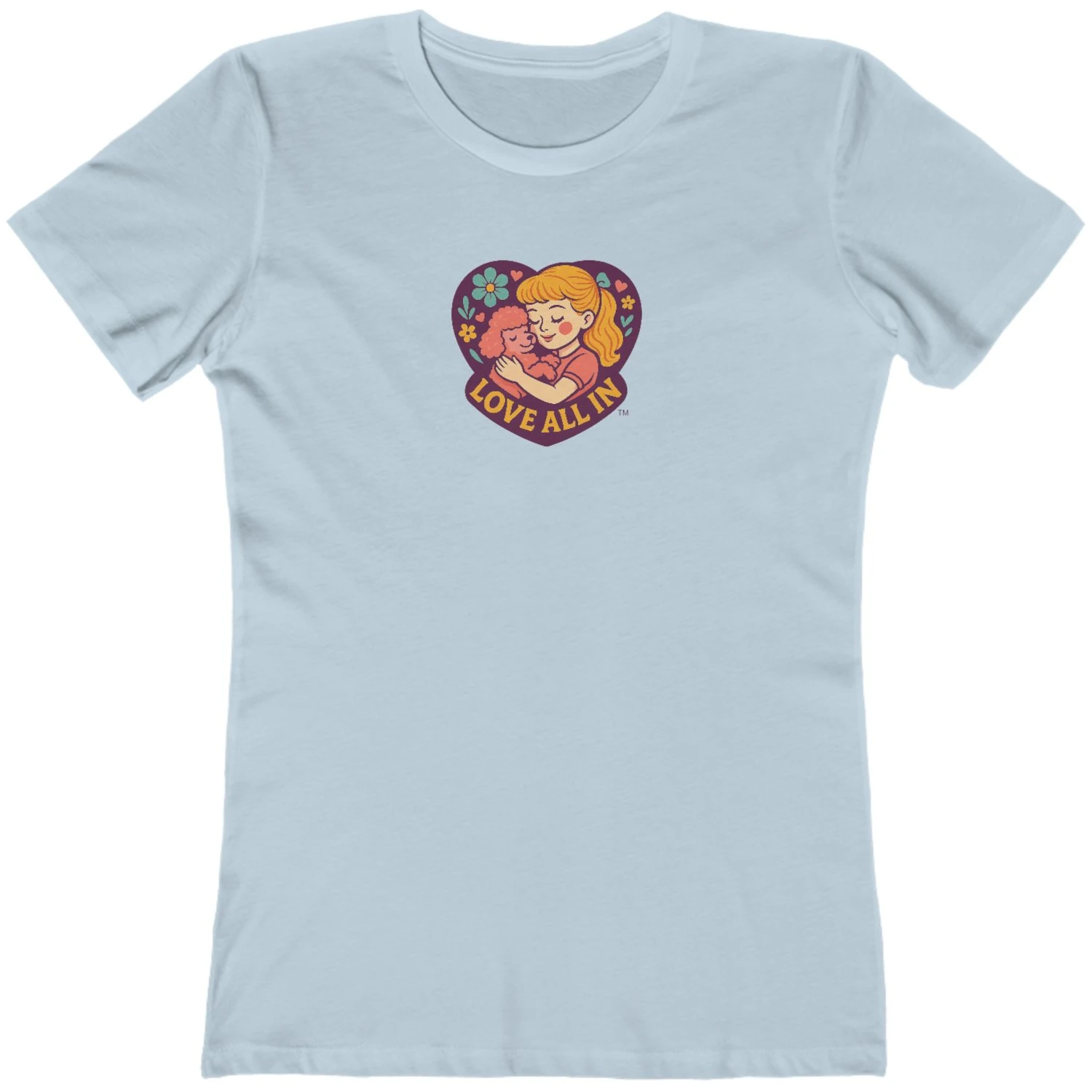 Love All In™, Puppy Love, Women's Graphic Tee T-Shirt, Boyfriend, Design 1 - Image 7