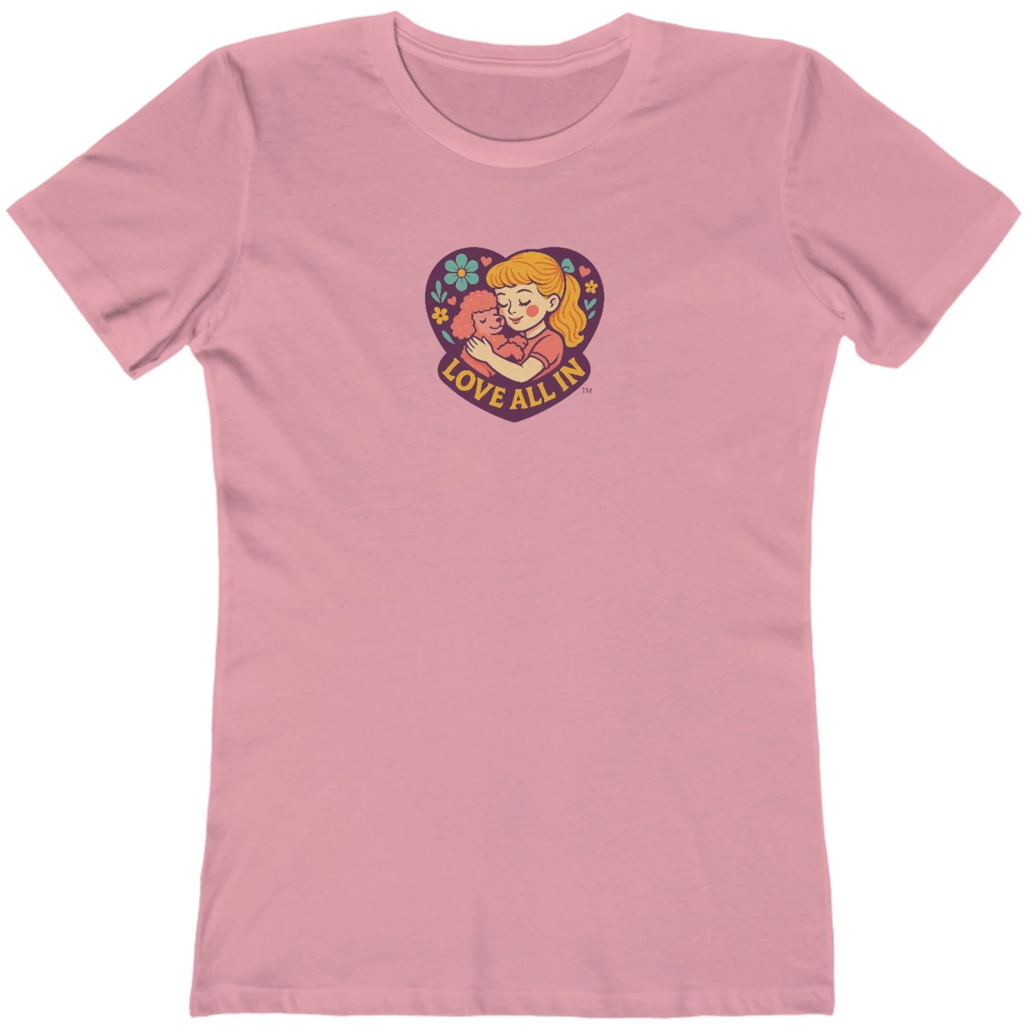 Love All In™, Puppy Love, Women's Graphic Tee T-Shirt, Boyfriend, Design 1 - Image 6