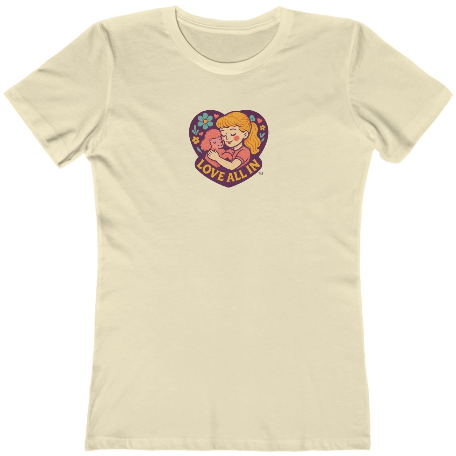 Love All In™, Puppy Love, Women's Graphic Tee T-Shirt, Boyfriend, Design 1 - Image 8