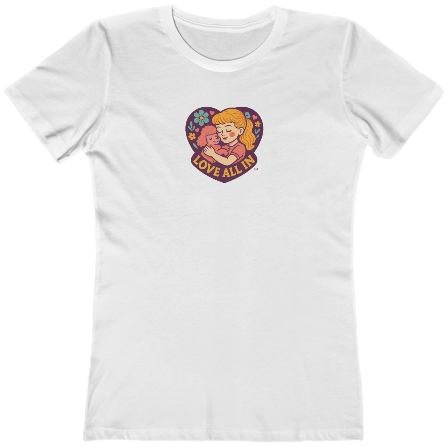 Love All In™, Puppy Love, Women's Graphic Tee T-Shirt, Boyfriend, Design 1 - Image 9