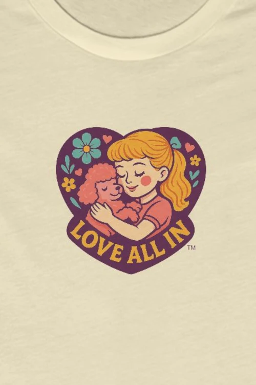 Love All In™, Puppy Love, Women's Graphic Tee T-Shirt, Boyfriend, Design 1 - Image 4