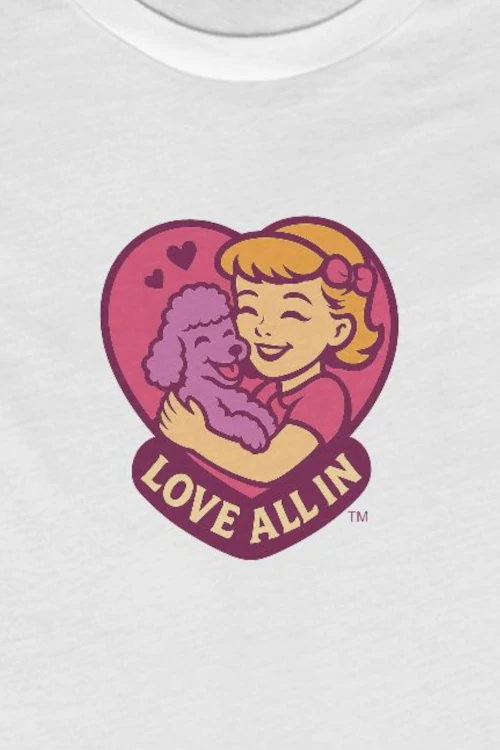 Love All In™, Puppy Love, Women's Graphic Tee T-Shirt, Boyfriend, Design 2